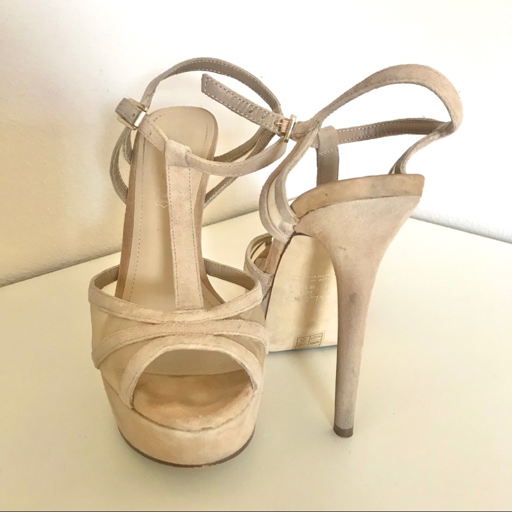 ALDO SUEDE NUDE PLATFORM HEELS